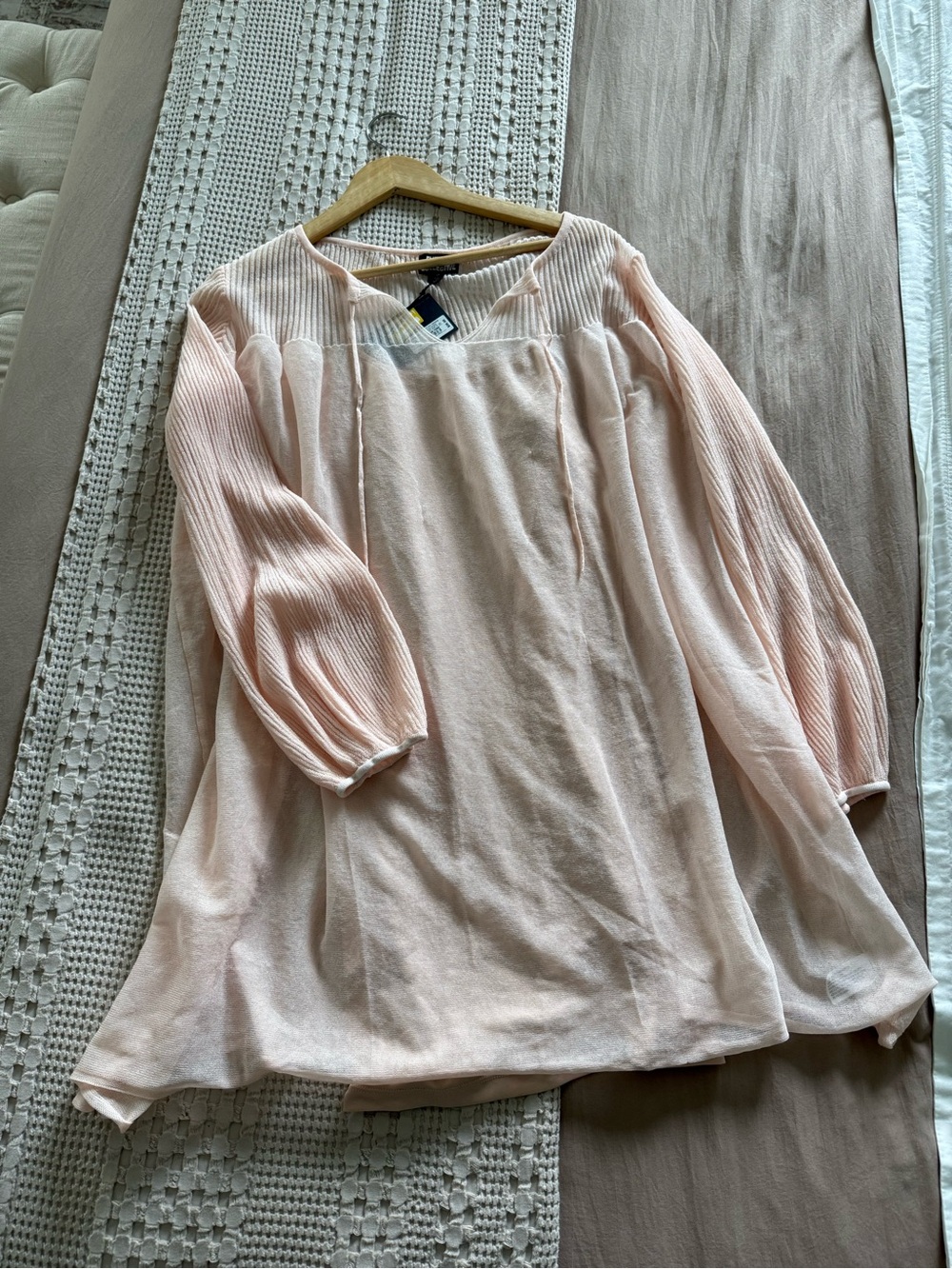 NEW‎ Future Collective Pink Peasant  Balloon Sleeve Mini Dress Size M